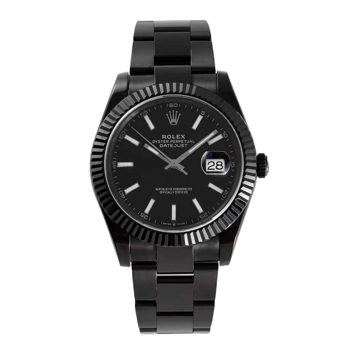 Datejust 41 Black Dial with Stick Markers in PVD Black
