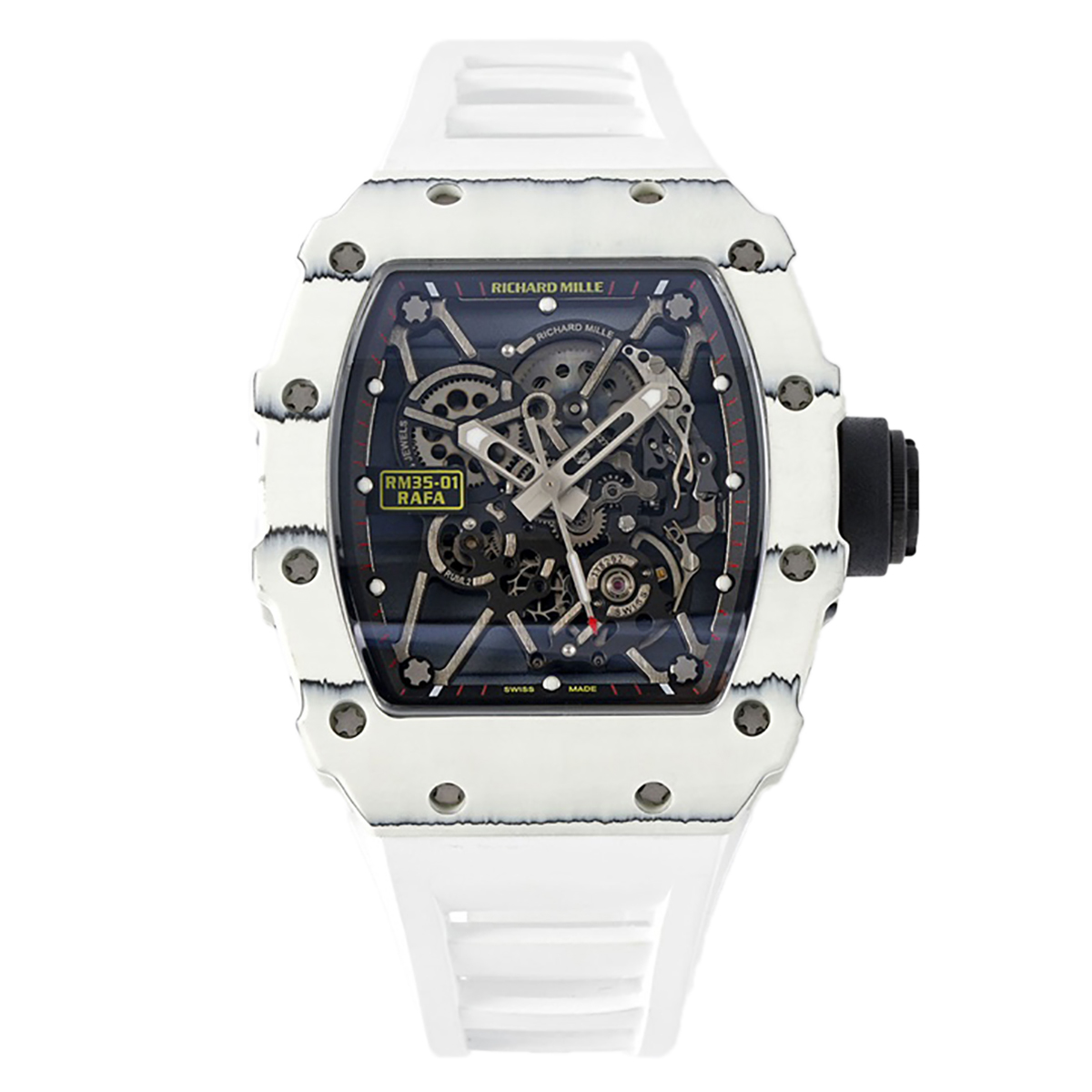 RM 035-01 Rafael Nadal White NTPT on White Rubber Strap (Sonic)